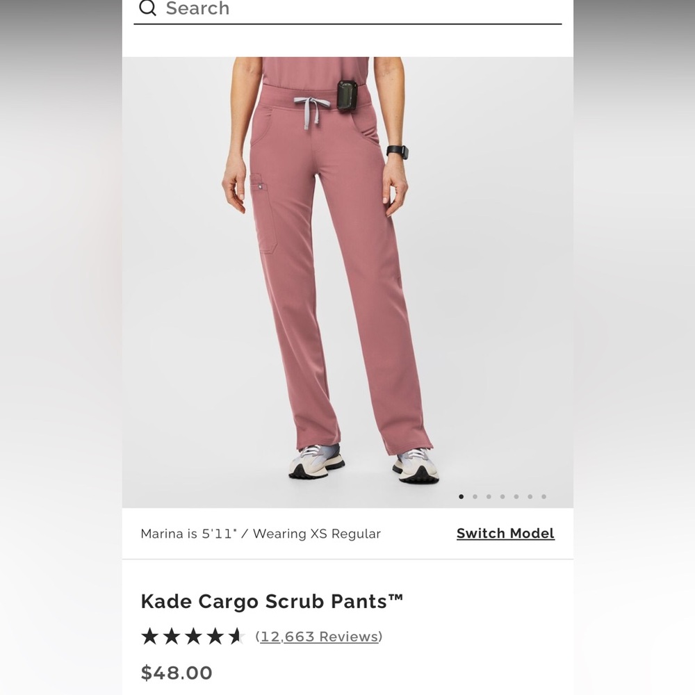 Figs Kade cargo scrub pants, mauve, medium/tall